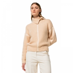 losvallende pull met ecoleder 94 Ivory