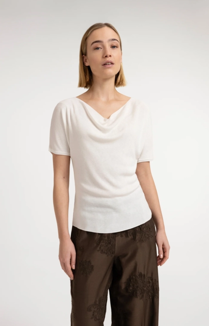 Knitted top with short sleeves 00000 PURE WHIT