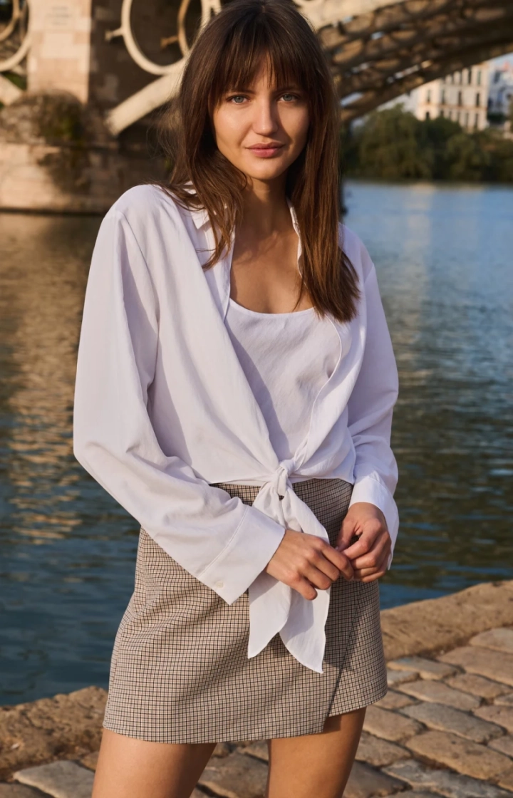 Knotted blouse with matching s 00000 PURE WHIT