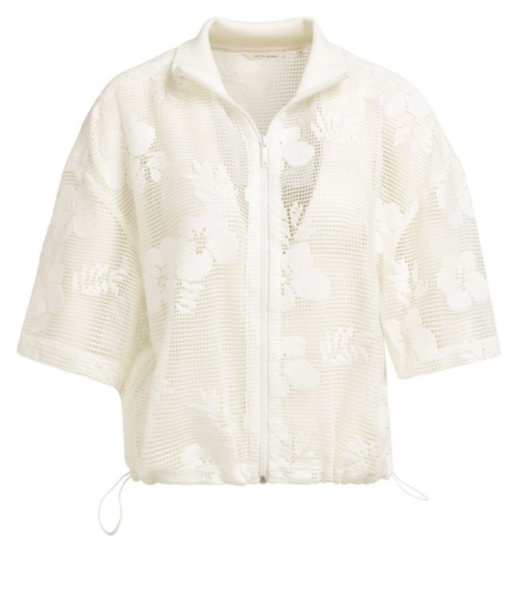 Crochet jacket with floral pat 99079 BEIGE