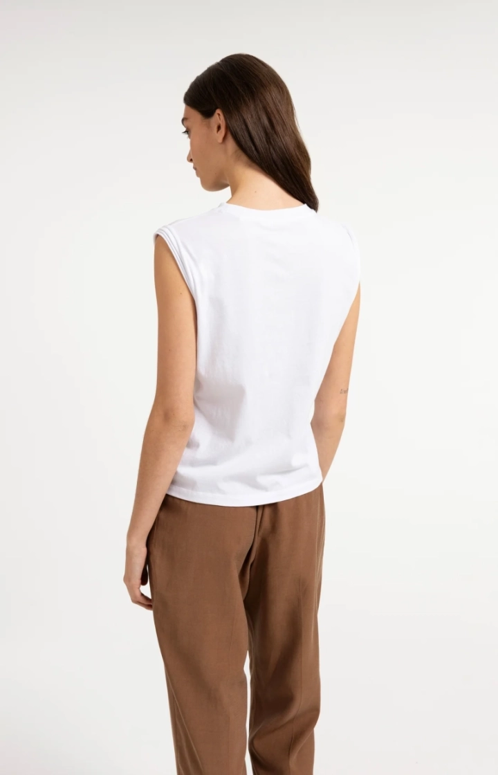 Sleeveless top with subtle sle 00000 PURE WHIT
