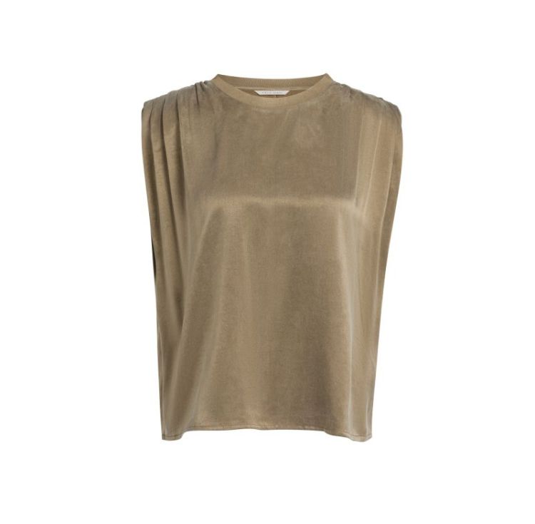Sleeveless top with shoulder p 90617 TEAK BROW