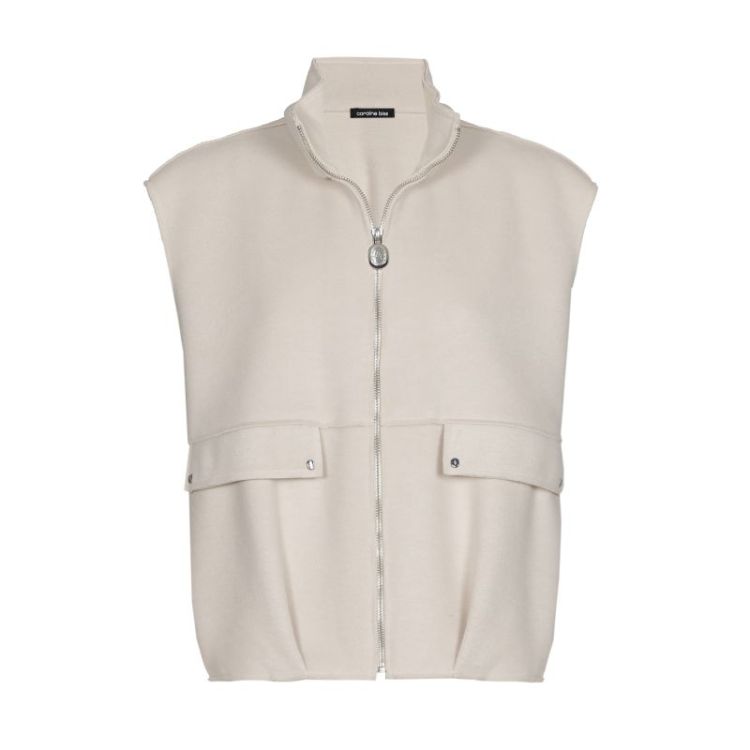 Mouwloze jas in zachte velvets 93 Cream