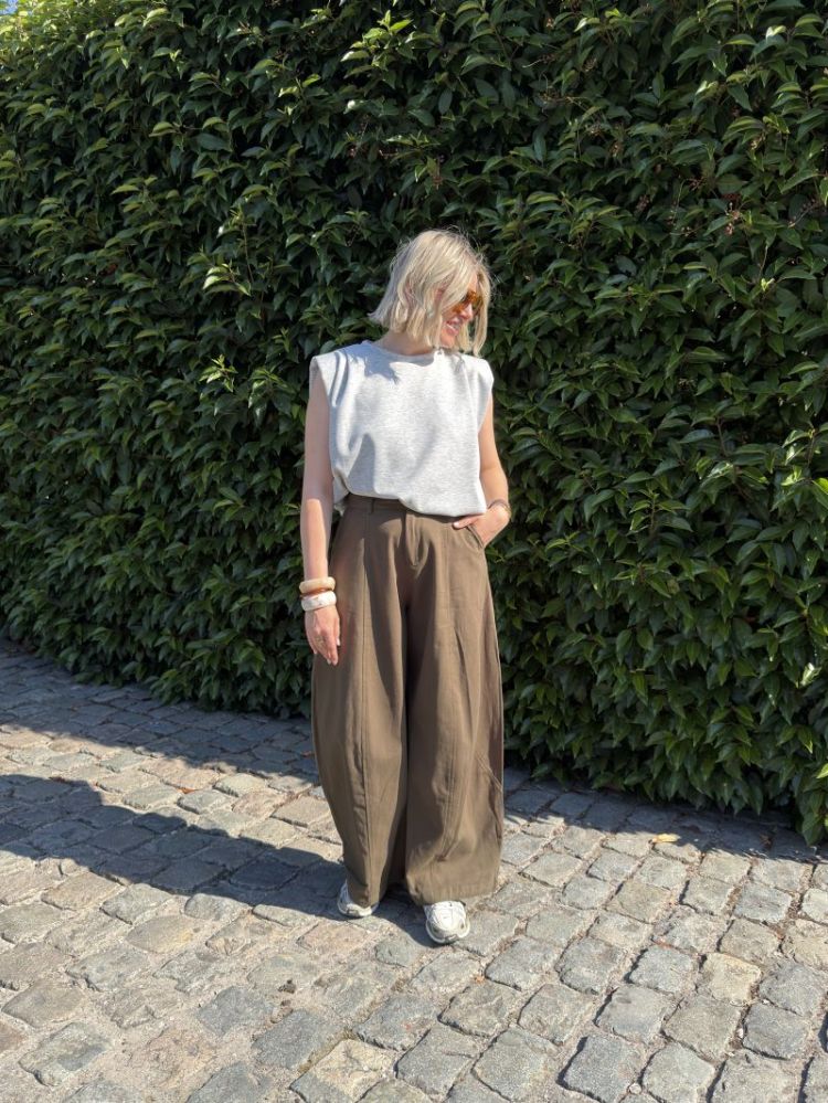 wide leg balloon pants kaki